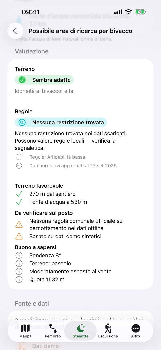 La verifica di un punto che spiega separatamente terreno e regole